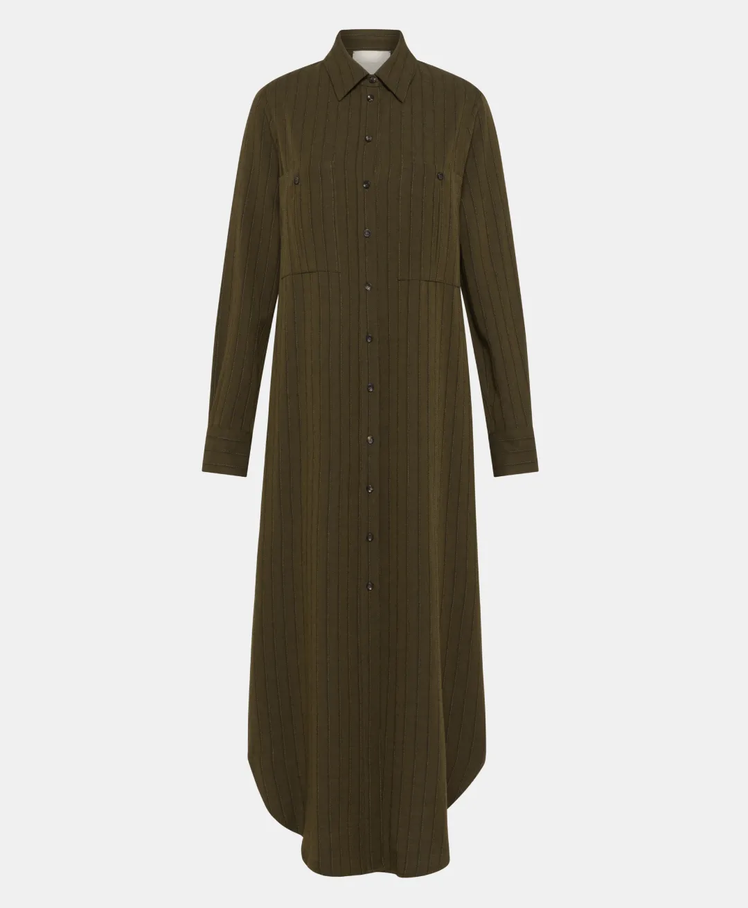 ROBE HANA EN SERGÉ DE LAINE RAYÉ - VERT MILITAIRE Femme Robes