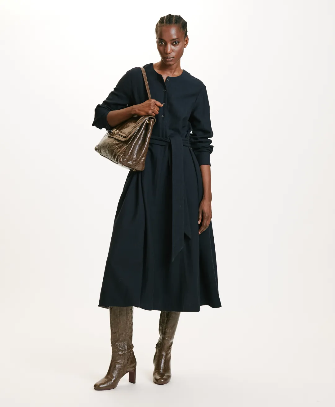 New ROBE IZUMI EN CHEVRON COTON LAINE - Femme Robes