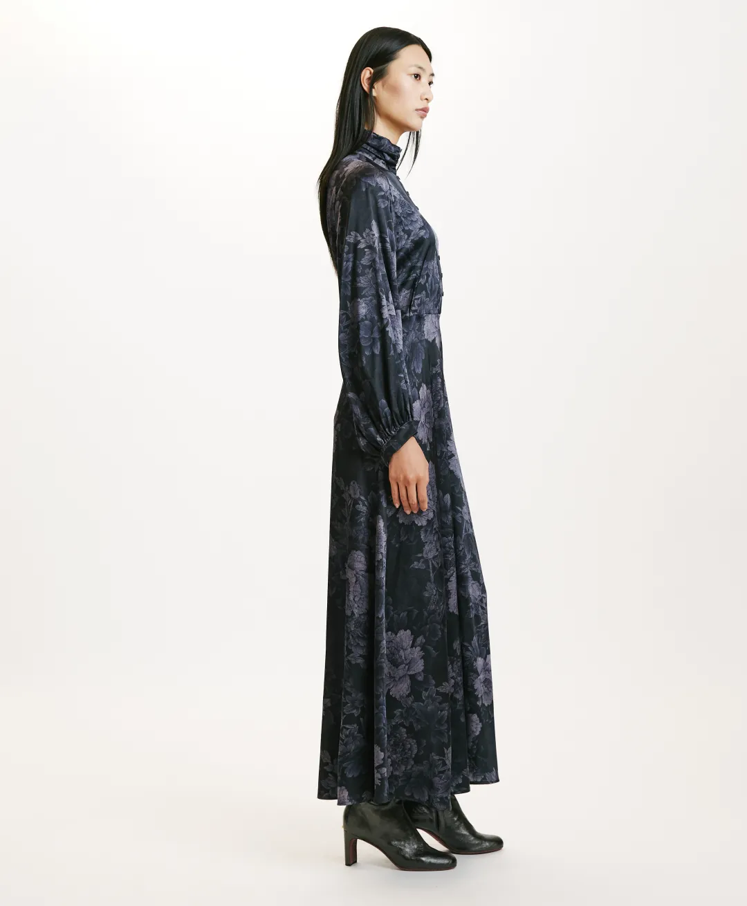New ROBE KATASHI EN SATIN STRETCH IMPRIMÉ - BLEU/BLEU NUIT Femme Robes