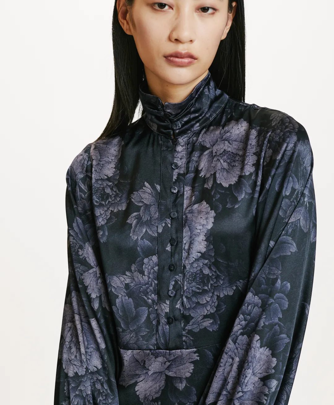 New ROBE KATASHI EN SATIN STRETCH IMPRIMÉ - BLEU/BLEU NUIT Femme Robes