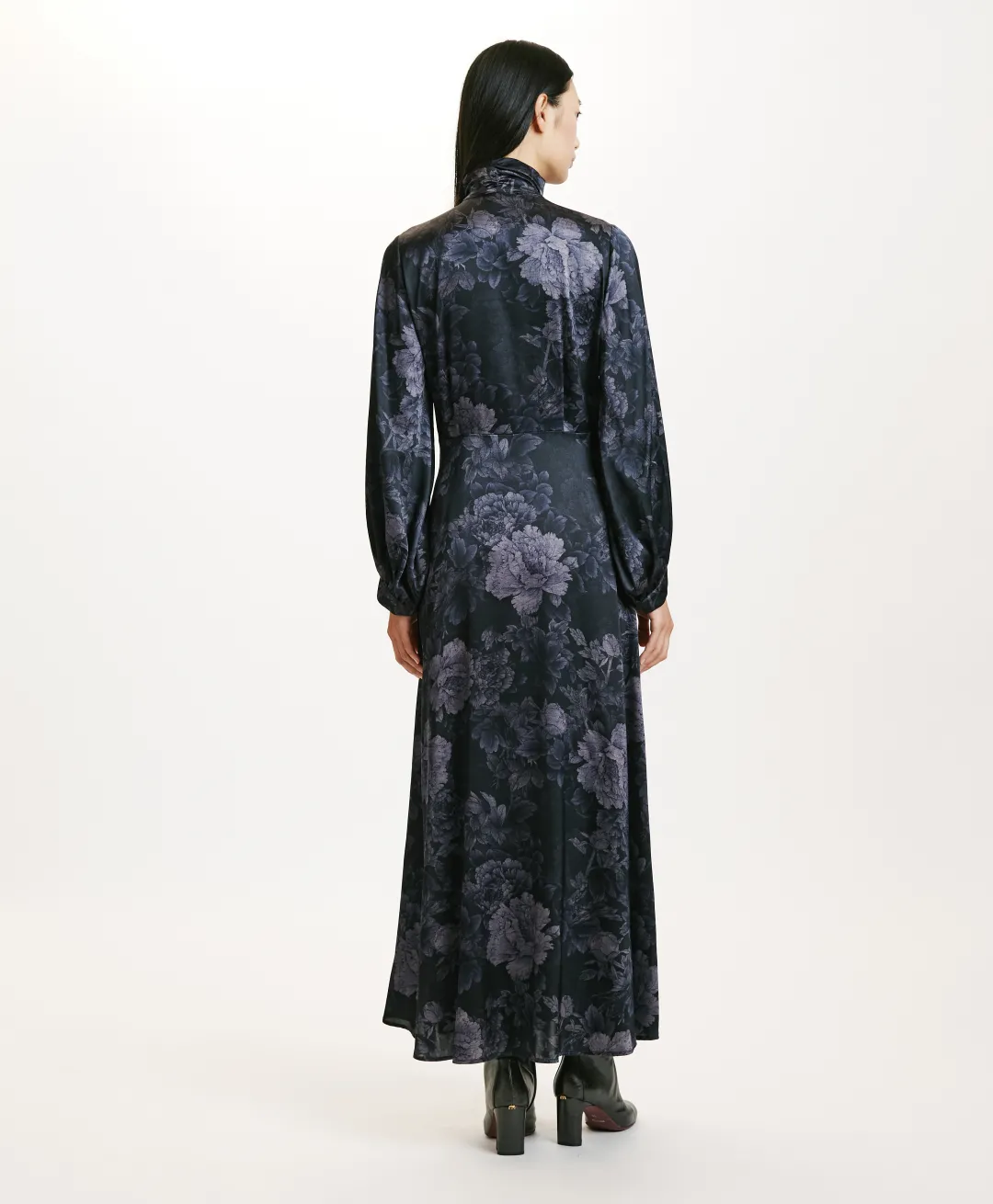 New ROBE KATASHI EN SATIN STRETCH IMPRIMÉ - BLEU/BLEU NUIT Femme Robes