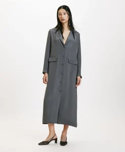 Outlet ROBE KIKU EN MÉLANGE DE SOIE CRÊPE - GRIS LAPIS Femme Robes