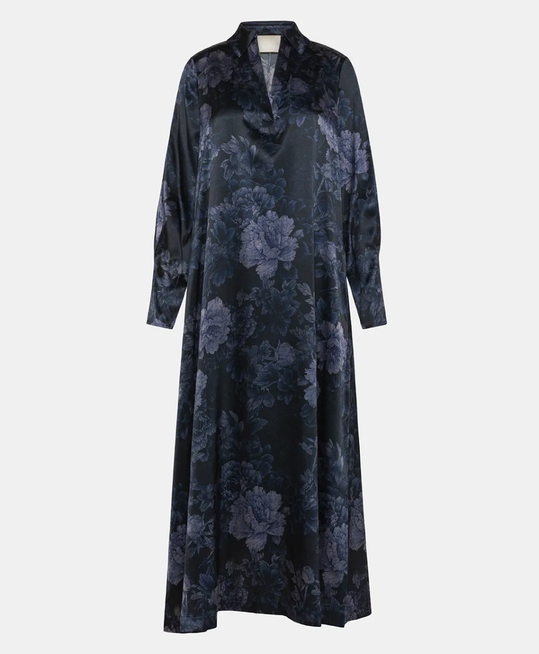 ROBE KIKYO EN SATIN STRETCH IMPRIMÉ - BLEU/BLEU NUIT Femme Robes