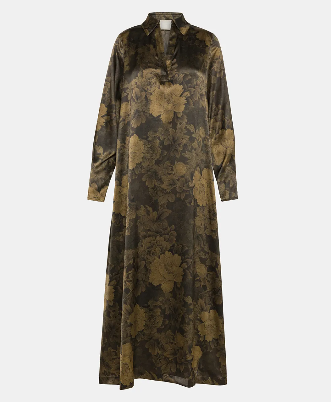Discount ROBE KIKYO EN SATIN STRETCH IMPRIMÉ - NOIR/OLIVE Femme Robes