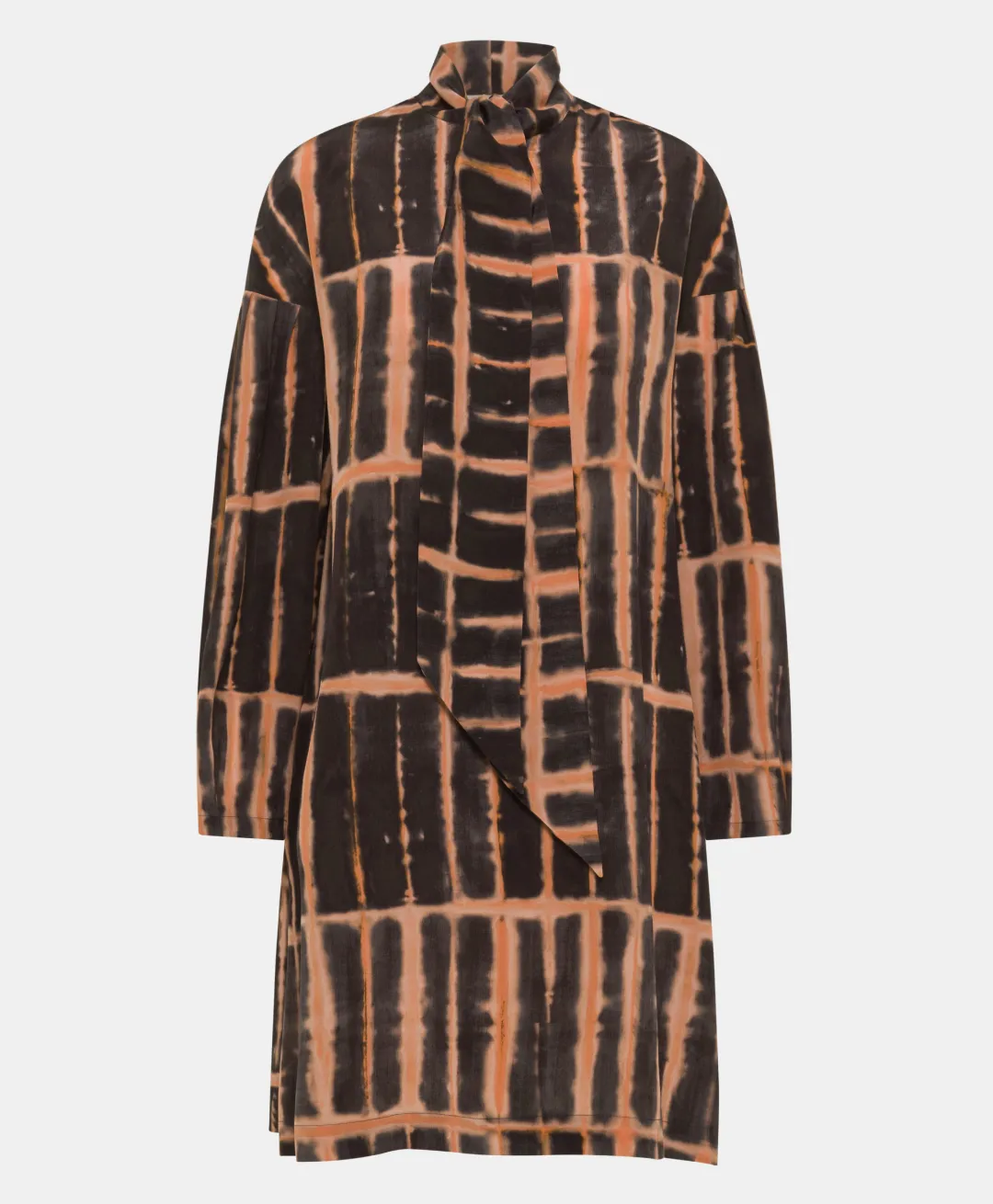 Hot ROBE KIRU EN CRÊPE DE CHINE IMPRIMÉ - NOIR ROSE Femme Robes