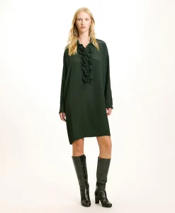Outlet ROBE KITA EN ACÉTATE DE SOIE UNI - FORÊT Femme Robes