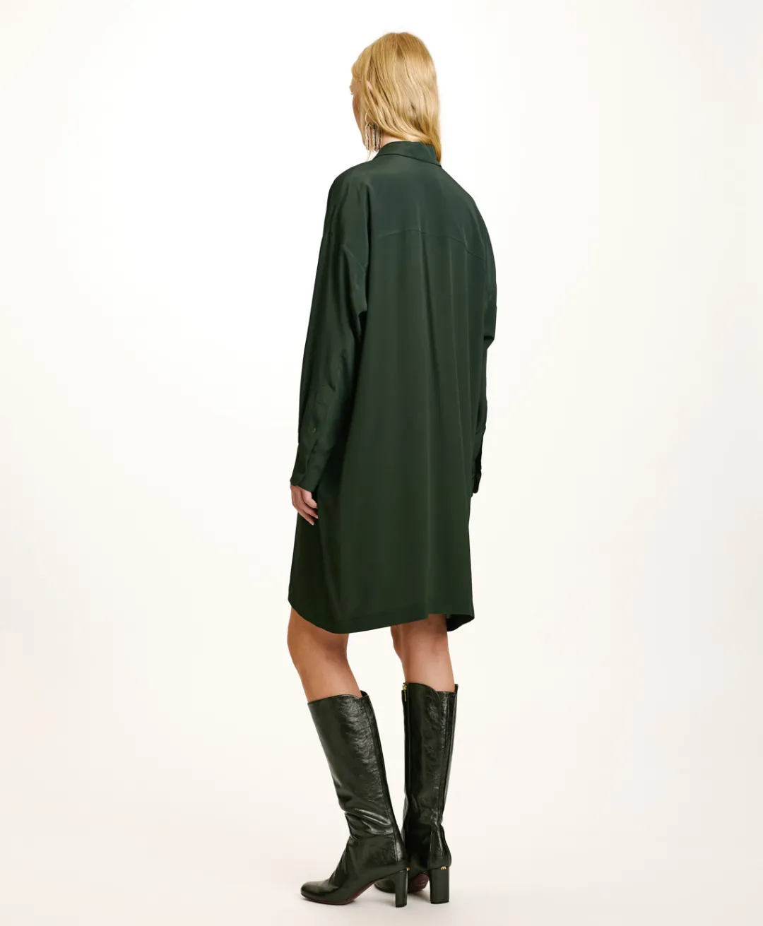 Outlet ROBE KITA EN ACÉTATE DE SOIE UNI - FORÊT Femme Robes