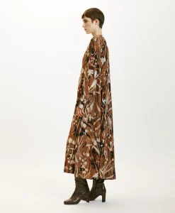 Sale ROBE NAO EN CRÊPE DE CHINE IMPRIMÉ - CACAO/CRÈME Femme Robes