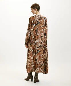 Sale ROBE NAO EN CRÊPE DE CHINE IMPRIMÉ - CACAO/CRÈME Femme Robes