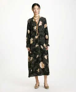Online ROBE NAO EN CRÊPE DE CHINE IMPRIMÉ - NOIR/ROSE POUDRÉ Femme Robes