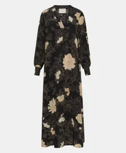 Online ROBE NAO EN CRÊPE DE CHINE IMPRIMÉ - NOIR/ROSE POUDRÉ Femme Robes