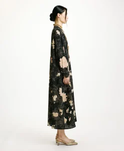 Online ROBE NAO EN CRÊPE DE CHINE IMPRIMÉ - NOIR/ROSE POUDRÉ Femme Robes