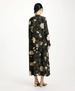 Online ROBE NAO EN CRÊPE DE CHINE IMPRIMÉ - NOIR/ROSE POUDRÉ Femme Robes