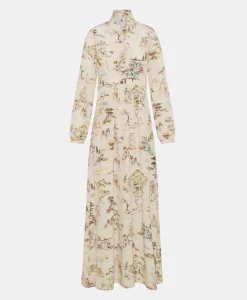 Sale ROBE SUITA EN CRÊPE DE CHINE IMPRIMÉ - CRÈME/TABAC Femme Robes