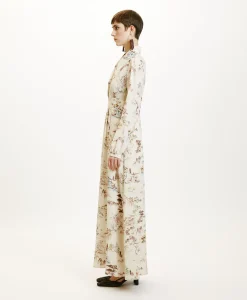 Sale ROBE SUITA EN CRÊPE DE CHINE IMPRIMÉ - CRÈME/TABAC Femme Robes
