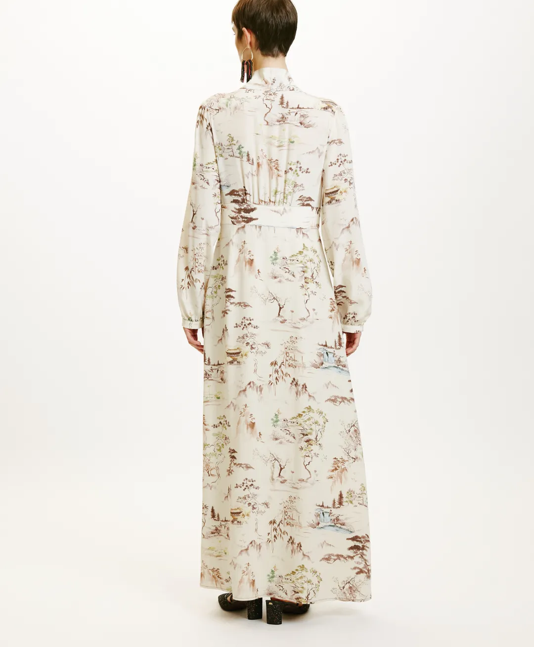 Sale ROBE SUITA EN CRÊPE DE CHINE IMPRIMÉ - CRÈME/TABAC Femme Robes