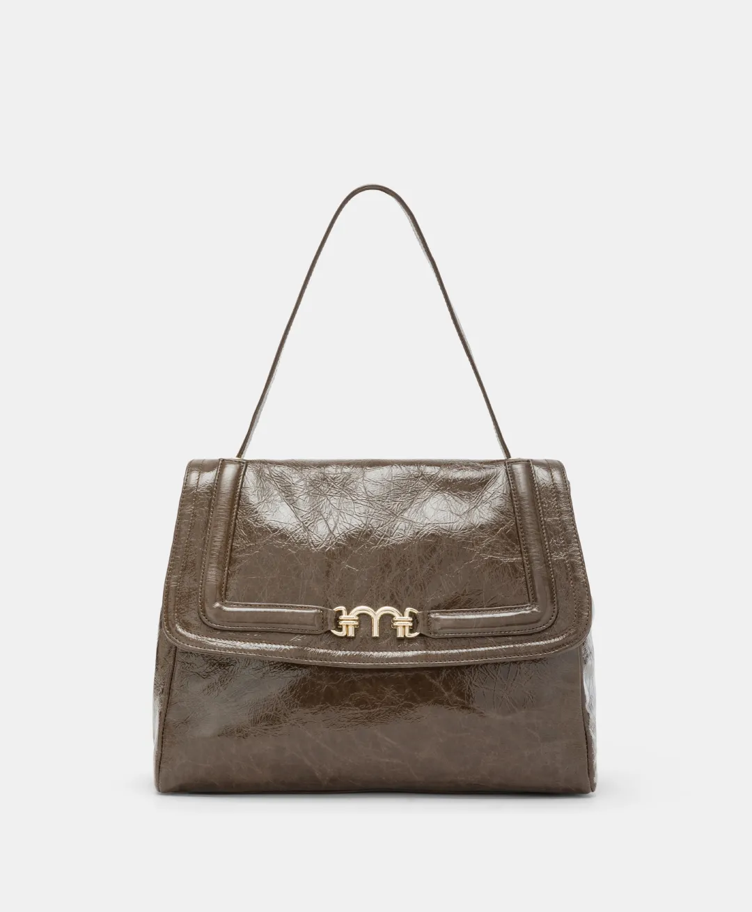 Discount SAC FLORE EN CUIR NAPLAK - BRUN FONCÉ Femme Sacs Et Pochettes