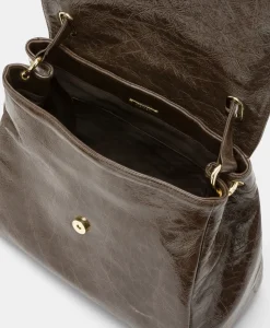 Discount SAC FLORE EN CUIR NAPLAK - BRUN FONCÉ Femme Sacs Et Pochettes