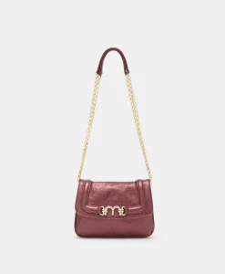 New SAC MIMI' FLORE EN ÉCO-CUIR LAMINÉ - MOÛT DE RAISIN Femme Sacs Et Pochettes