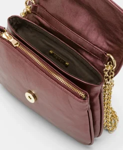 New SAC MIMI' FLORE EN ÉCO-CUIR LAMINÉ - MOÛT DE RAISIN Femme Sacs Et Pochettes