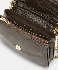 Clearance SAC MIMI' FLORE EN CUIR NAPLAK - BRUN FONCÉ Femme Sacs Et Pochettes
