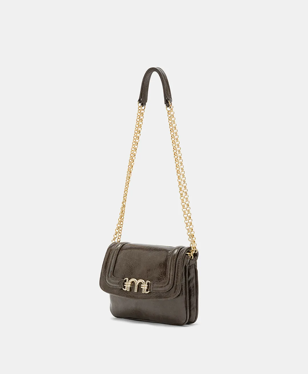 Clearance SAC MIMI' FLORE EN CUIR NAPLAK - BRUN FONCÉ Femme Sacs Et Pochettes