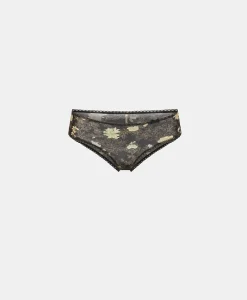 Discount SLIP AMACA EN NYLON IMPRIMÉ - NOIR/ROSE POUDRÉ Femme Culottes
