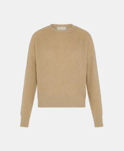 New TRICOT AKI À CÔTES EN LAINE MÉRINOS - CRÈME Femme Mailles