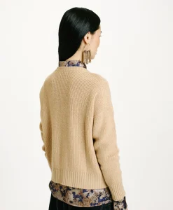New TRICOT AKI À CÔTES EN LAINE MÉRINOS - CRÈME Femme Mailles