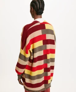 Discount TRICOT HOKKAIDO À RAYURES MULTICOLORES - ROUGE MULTICOLORE Femme Mailles
