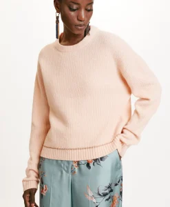 New TRICOT KARASU POINT D’ÉPI STRETCH - ROSE ANTIQUE Femme Mailles