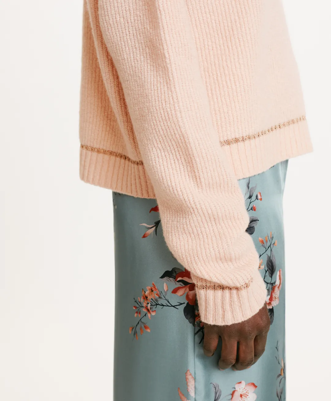 New TRICOT KARASU POINT D’ÉPI STRETCH - ROSE ANTIQUE Femme Mailles
