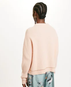 New TRICOT KARASU POINT D’ÉPI STRETCH - ROSE ANTIQUE Femme Mailles
