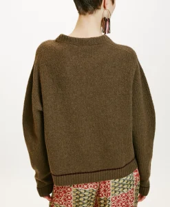 Outlet TRICOT KARASU POINT D’ÉPI STRETCH - VERT HERBE Femme Mailles