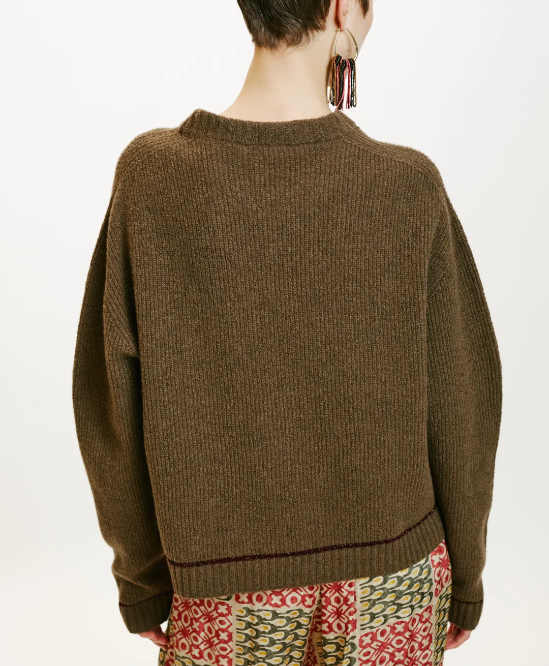 Outlet TRICOT KARASU POINT D’ÉPI STRETCH - VERT HERBE Femme Mailles