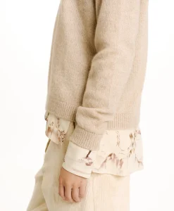 TRICOT KYO EN MOHAIR MÉLANGE LUREX - CRÈME Femme Mailles