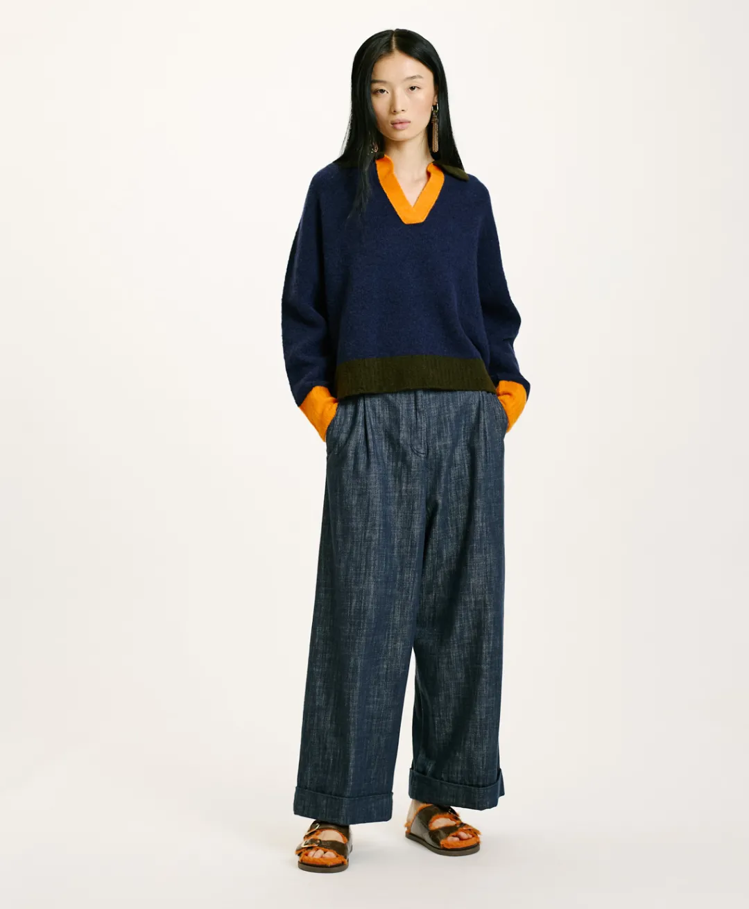 New TRICOT NEBBIOLO EFFET JERSEY COLOR BLOCK - Femme Mailles