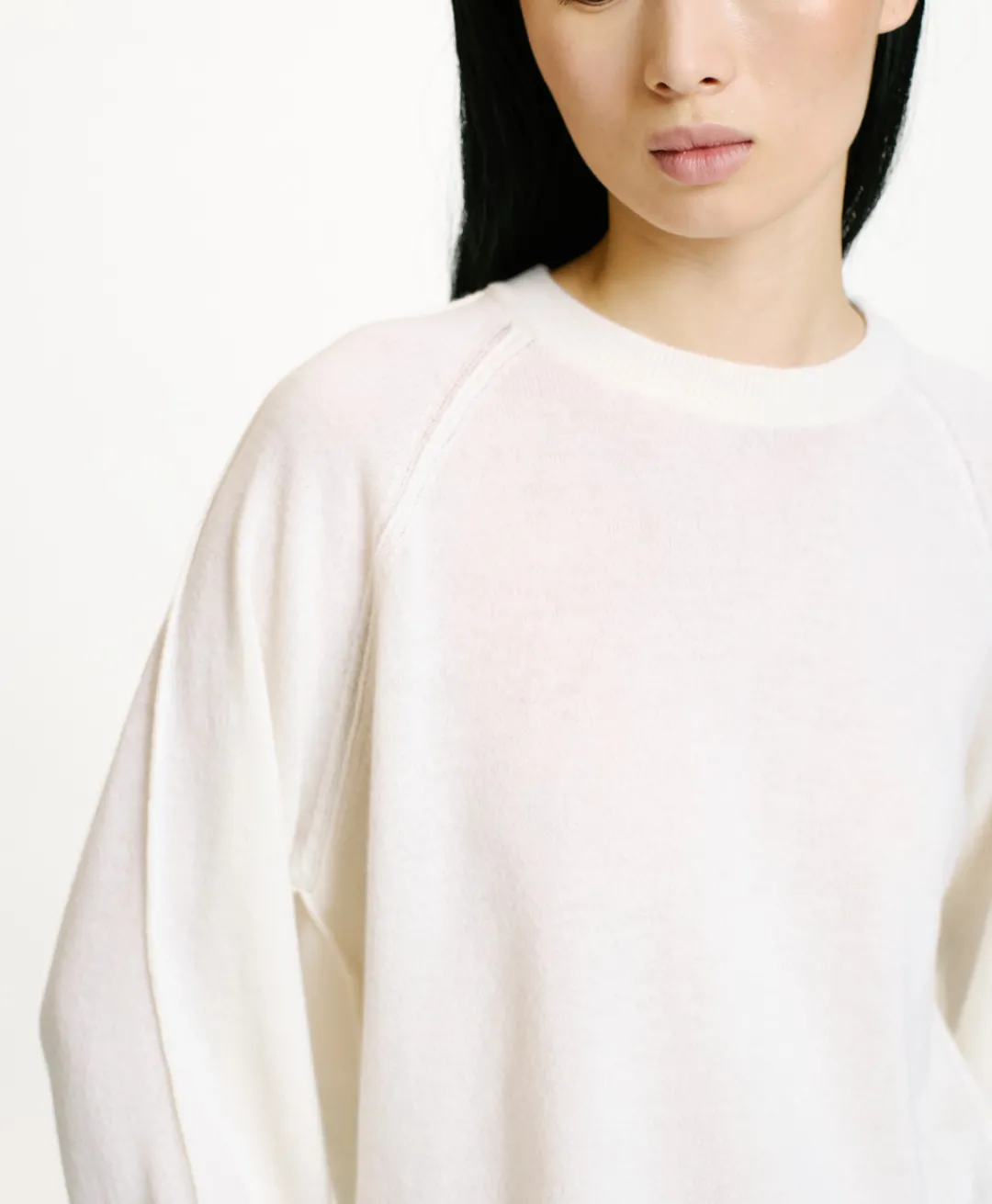 Clearance TRICOT ODINO EN LAINE MÉRINOS CACHEMIRE - CRÈME Femme Mailles