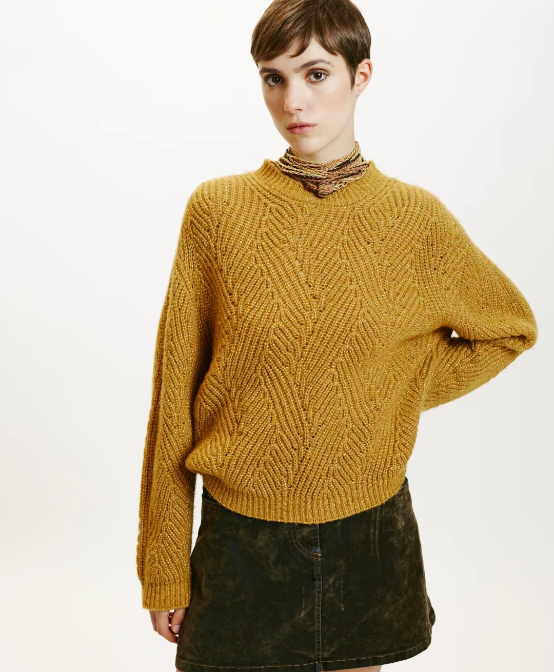 TRICOT OITA POINT BRODERIE LUREX - Femme Mailles