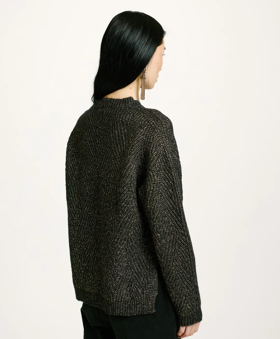 New TRICOT OITA POINT BRODERIE LUREX - Femme Mailles