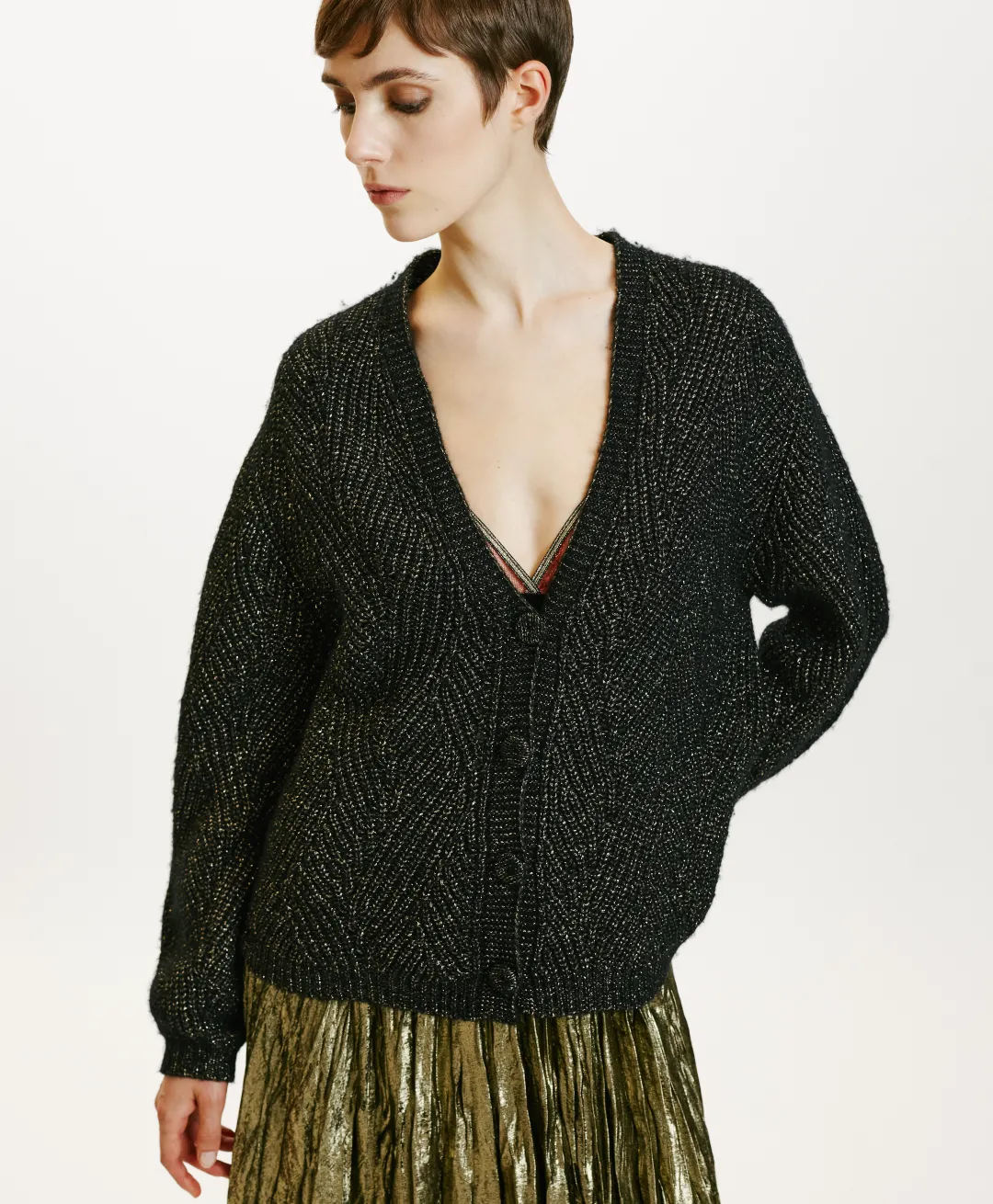 New TRICOT SAIKI POINT BRODERIE LUREX - Femme Mailles