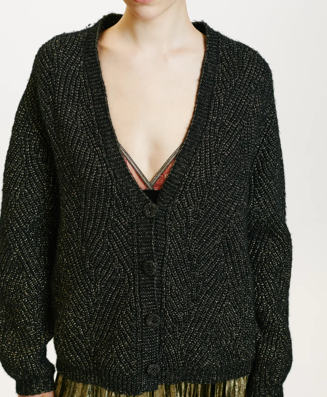 New TRICOT SAIKI POINT BRODERIE LUREX - Femme Mailles