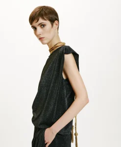 Hot TSHIRT ENNA EN JERSEY LUREX - GRIS CHARBON Femme Tops Et T-Shirts