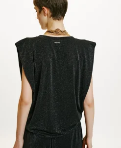 Hot TSHIRT ENNA EN JERSEY LUREX - GRIS CHARBON Femme Tops Et T-Shirts
