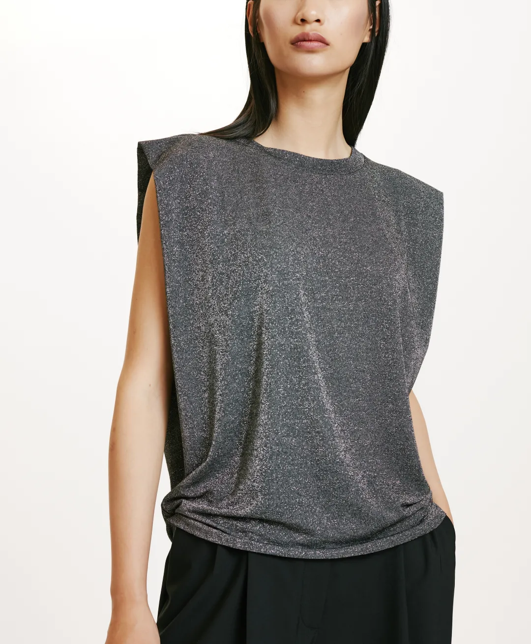 Hot TSHIRT ENNA EN JERSEY LUREX - GRIS FONCÉ Femme Tops Et T-Shirts