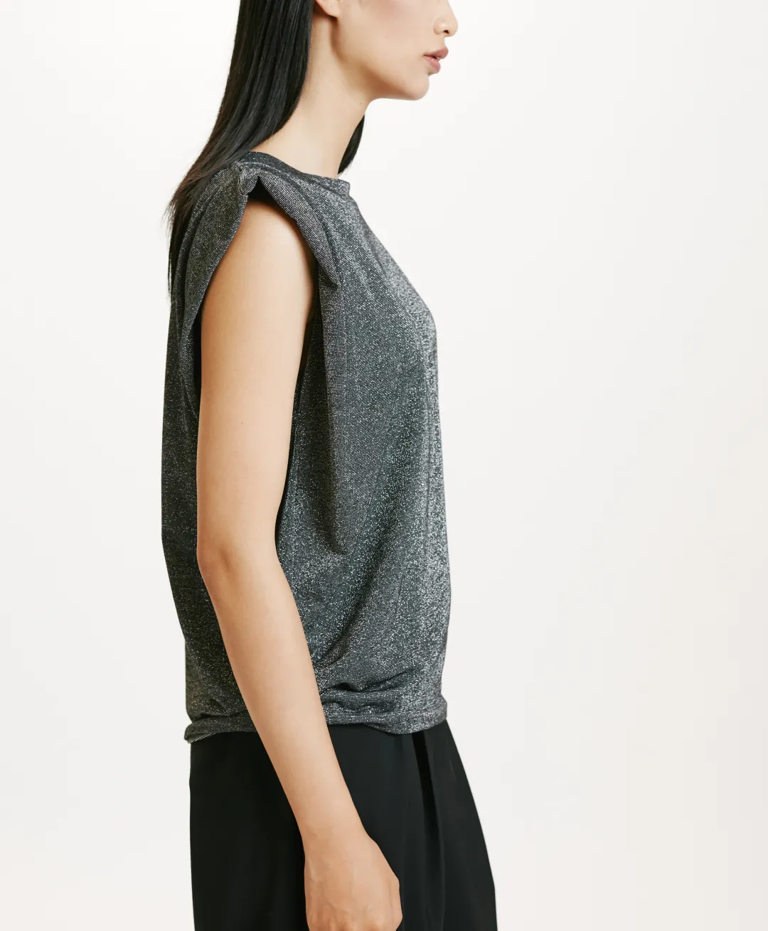 Hot TSHIRT ENNA EN JERSEY LUREX - GRIS FONCÉ Femme Tops Et T-Shirts