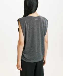 Hot TSHIRT ENNA EN JERSEY LUREX - GRIS FONCÉ Femme Tops Et T-Shirts