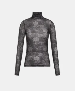 T-SHIRT INE EN NYLON IMPRIMÉ - BLEU/BLEU NUIT Femme Tops Et T-Shirts