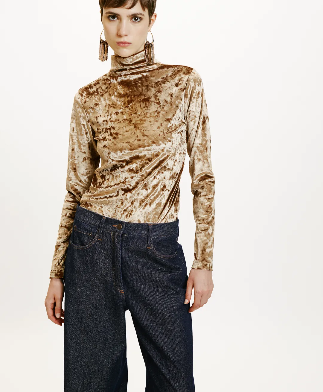 Online T-SHIRT INE EN VELOURS STRETCH - Femme Tops Et T-Shirts