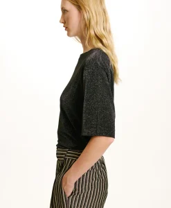 Outlet TSHIRT IORA EN JERSEY LUREX - GRIS CHARBON Femme Tops Et T-Shirts